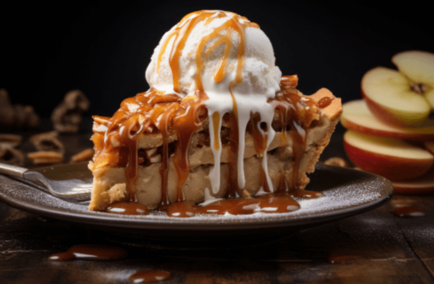 Caramel Apple Pie with Ice Cream