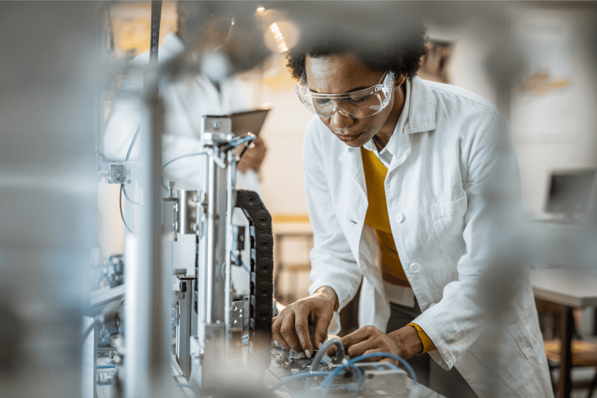 Scientist Using Machine to Test Hemp