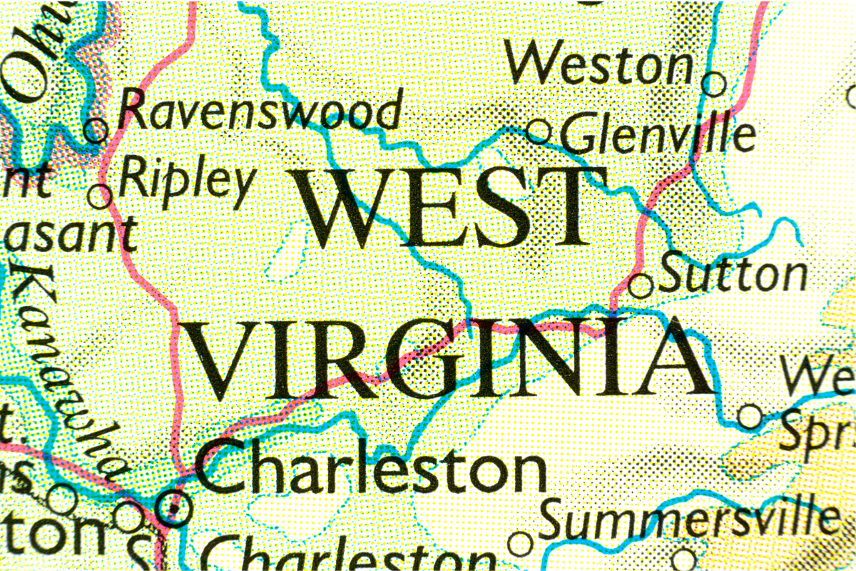 Map Showing West Virginia Location