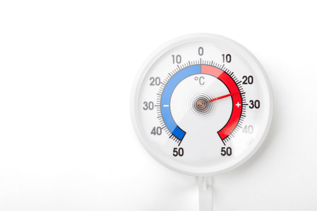 Temperature Thermometer with Needle in Red Zone