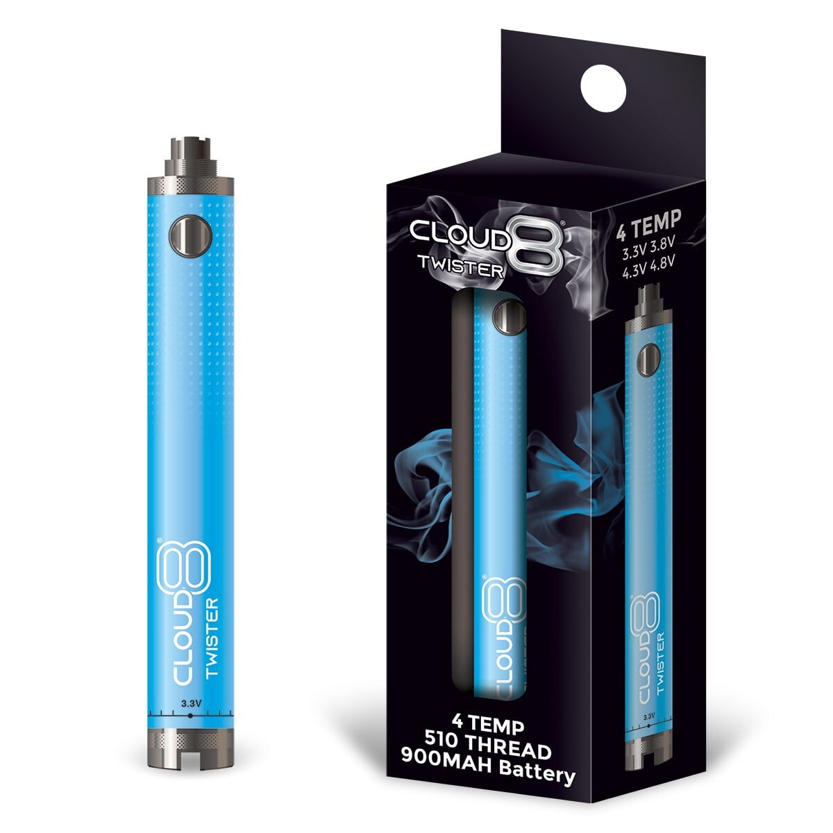 Cloud 8 Twister 900mah 510 Thread Battery 4 Temp Blue