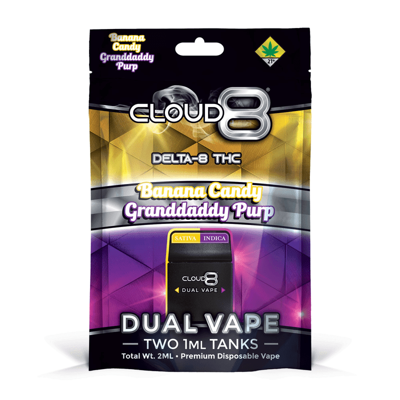 Cloud 8 2ML Dual Vape Disposable - Delta 8 - Banana Candy/Granddaddy Purp