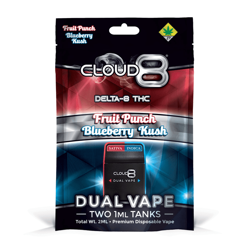 Cloud 8 2ML Dual Vape Disposable - Delta 8 - Fruit Punch/Blueberry