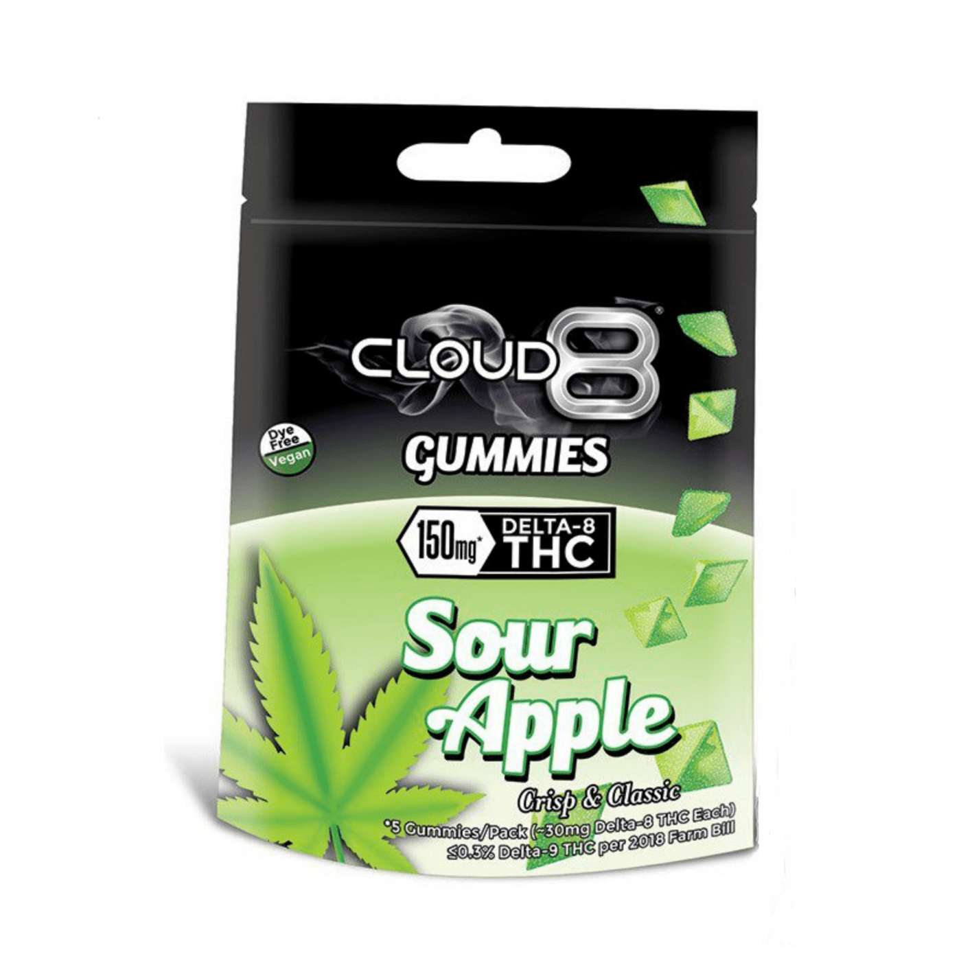 Cloud 8 Delta 8 Gummies 5PK (30MG / Gummy) Sour Apple