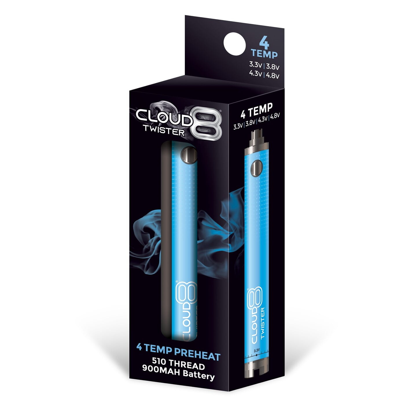 Cloud 8 - Twister - 900mah - 510 Thread Battery - 4 Temp - Blue