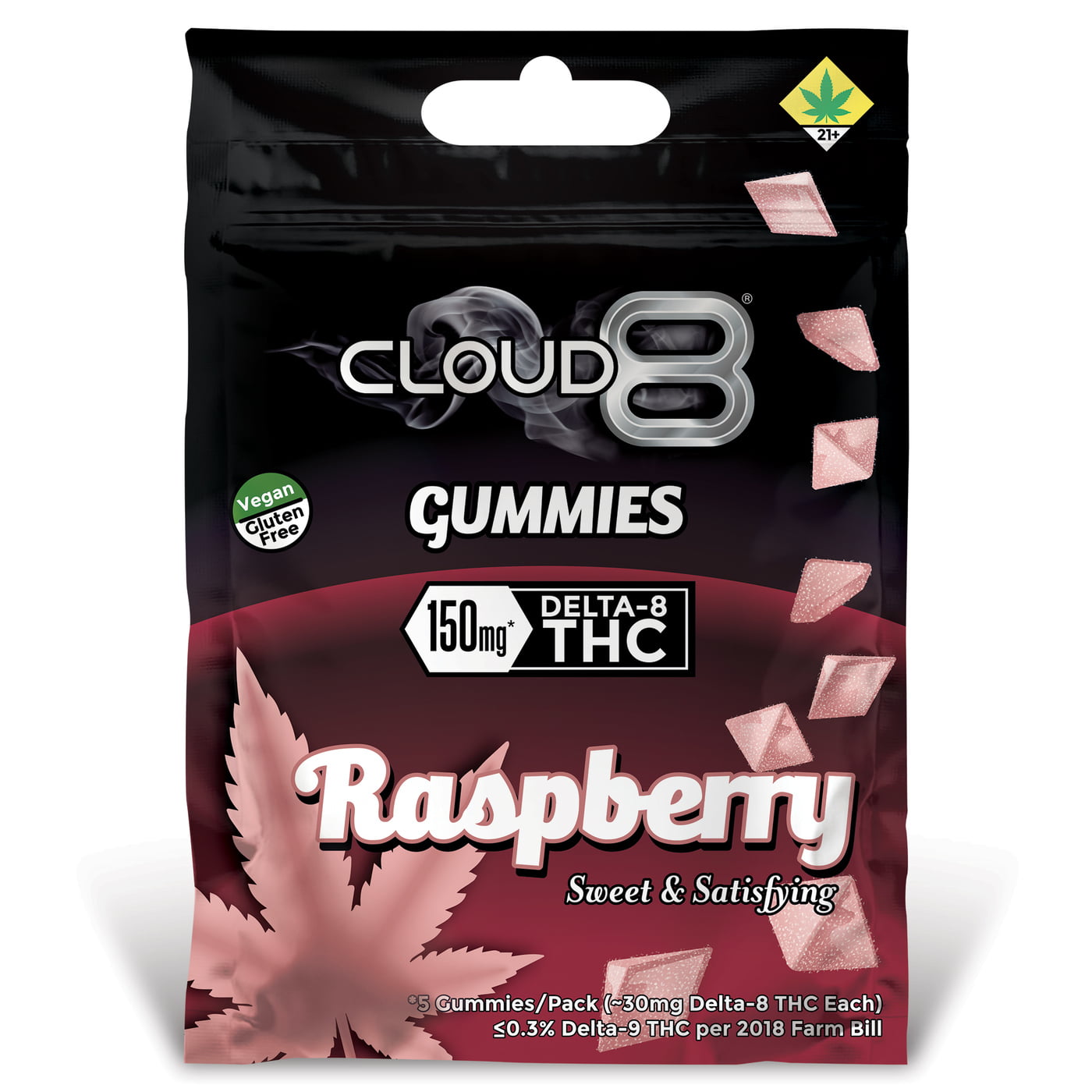Cloud 8 Delta 8 Gummies 5PK 150 MG (30MG / Gummy) Raspberry